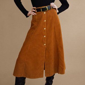 Zara Corduroy Midi Skirt